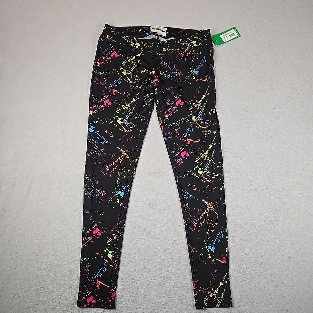 Tipsy Elves Womens Medium Neon Splatter Leggings Multicolor Paint Splatter Pant